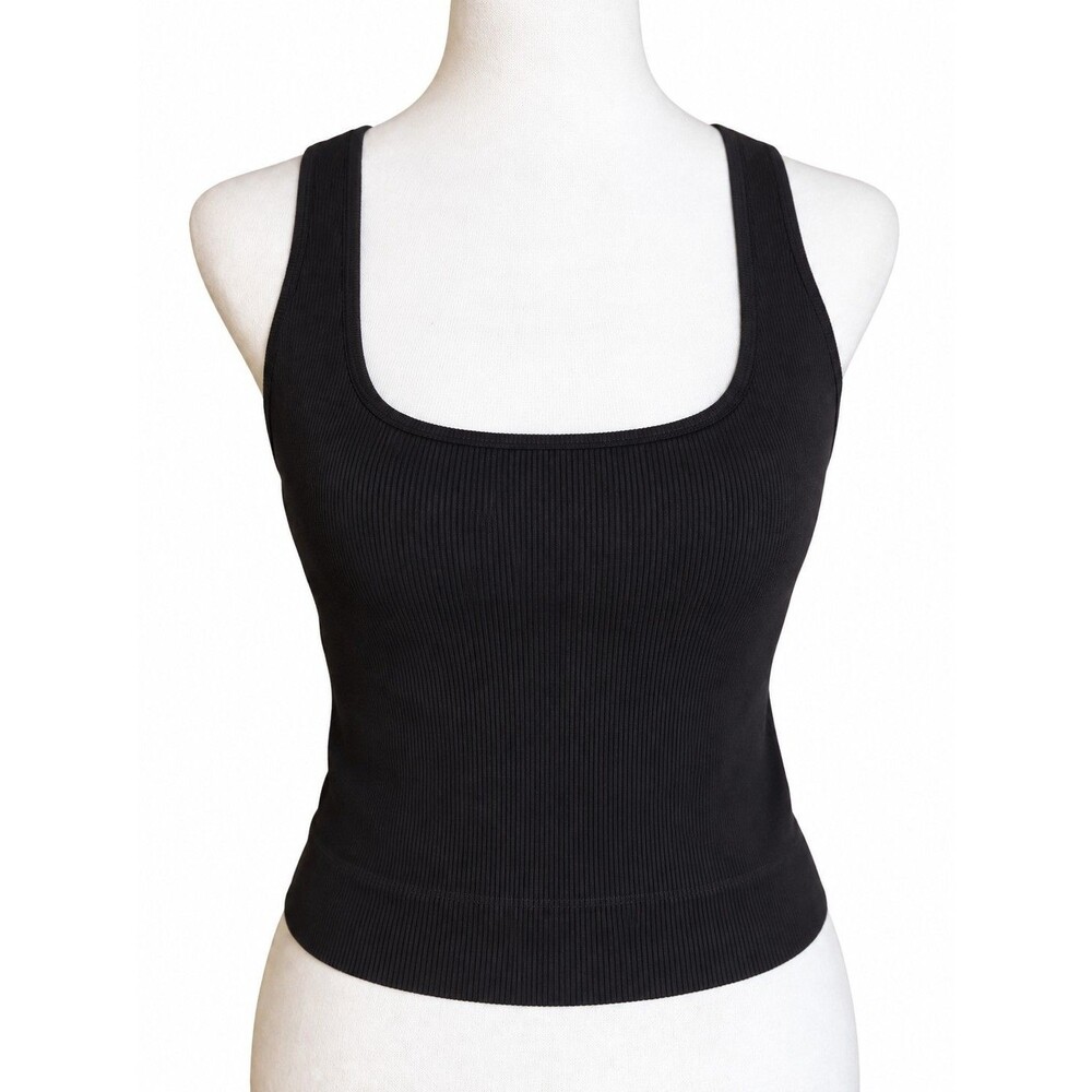 DSG Activewear Momentum Seamless Black Crop Tank Top Built-In Bra Size Small NWT
